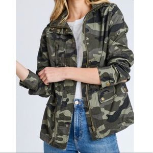 Love Tree Camo Drawstring Waist Anorak Jacket